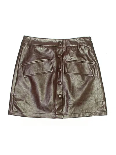 Commense Faux Leather Skirt In Brown