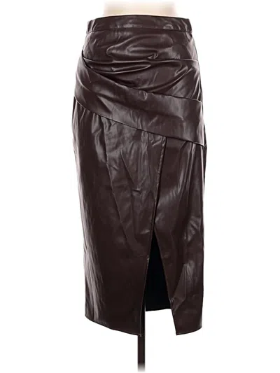 Pre-owned Commense Faux Leather Skirt In Brown