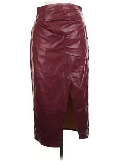 Pre-owned Commense Faux Leather Skirt In Burgundy