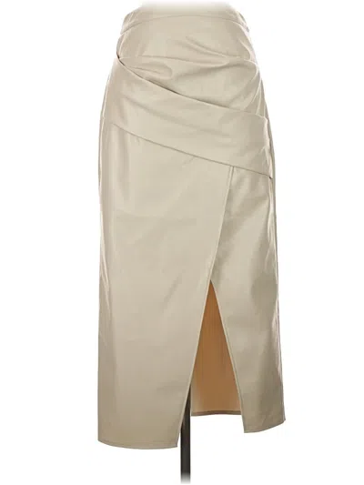 Pre-owned Commense Faux Leather Skirt In Tan