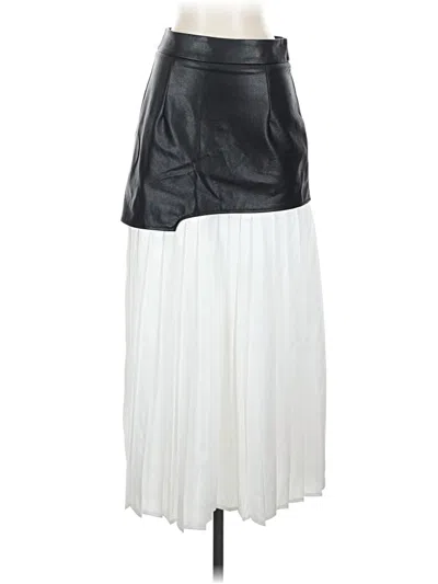 Pre-owned Commense Faux Leather Skirt In White
