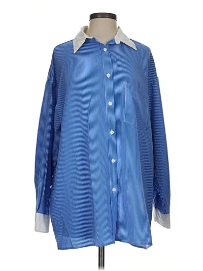 Pre-owned Commense Long Sleeve Button Down Shirt In Blue