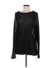 Commense Long Sleeve Top Black Crew Neck Tops In Animal Print