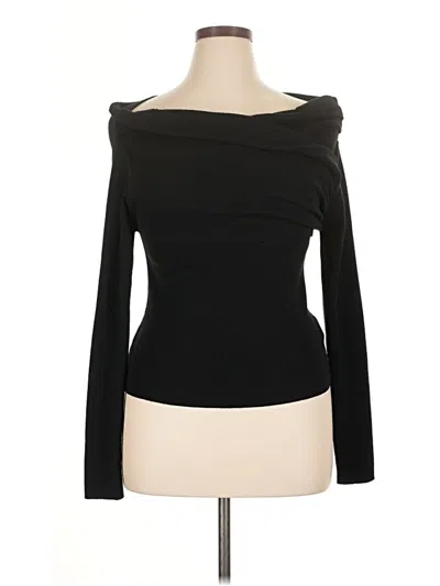 Pre-owned Commense Long Sleeve Top Black One Shoulder Neckline Tops
