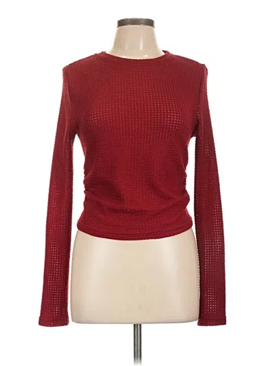 Pre-owned Commense Long Sleeve Top Burgundy Boatneck Tops