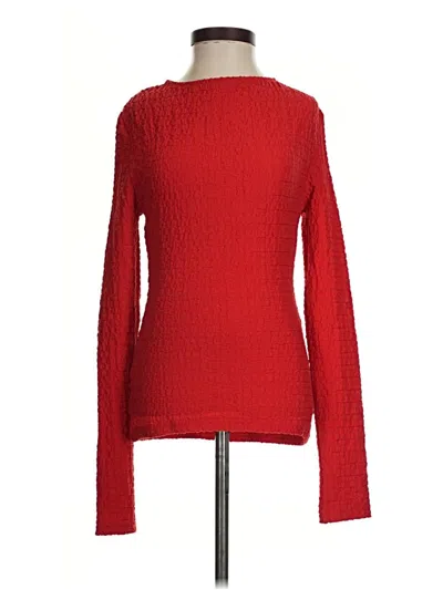 Pre-owned Commense Long Sleeve Top Red Boatneck Tops