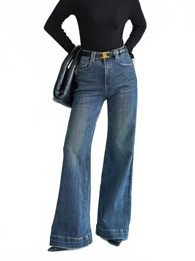 Commense Mid-waist Bootcut Denim Jeans In Blue