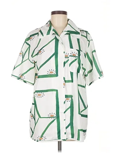 Pre-owned Commense Short Sleeve Blouse In Green