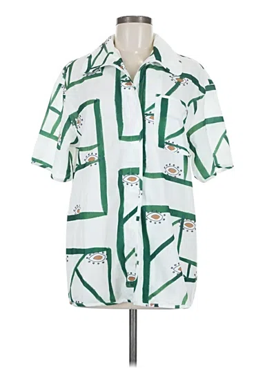 Pre-owned Commense Short Sleeve Button Down Shirt In Green