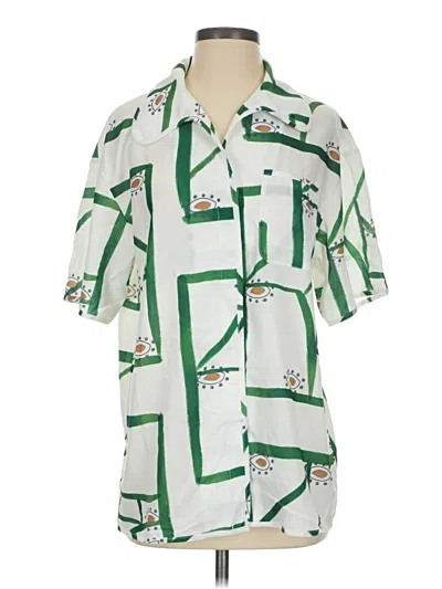 Pre-owned Commense Short Sleeve Button Down Shirt In Green