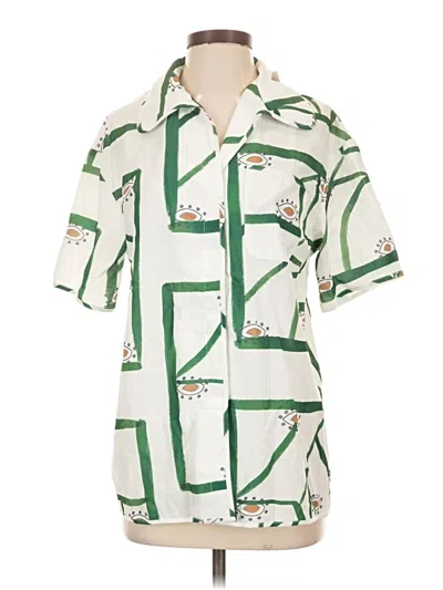 Pre-owned Commense Short Sleeve Button Down Shirt In Green