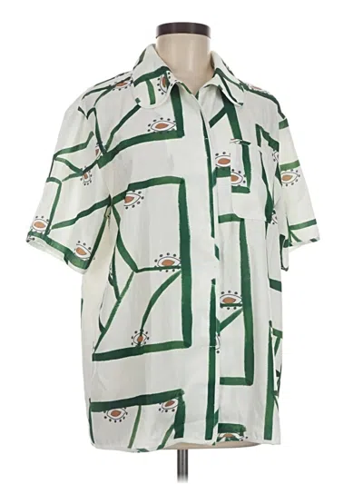Pre-owned Commense Short Sleeve Button Down Shirt In Green