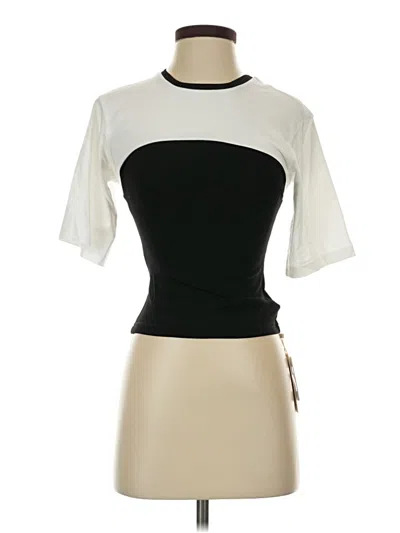 Pre-owned Commense Short Sleeve Top Ivory Mock Neckline Tops
