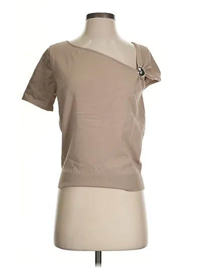 Commense Short Sleeve Top Tan Square Neckline Tops
