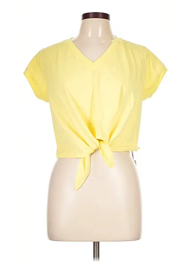 Pre-owned Commense Short Sleeve Top Yellow Plunge Neckline Tops