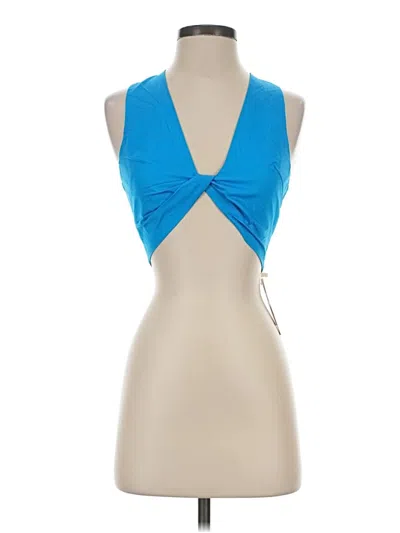 Commense Sleeveless Top Blue Halter Neckline Tops