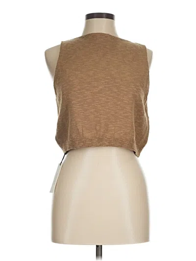 Commense Tank Top Brown Halter Neckline Tops