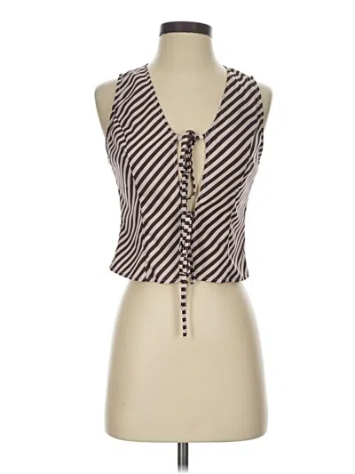 Pre-owned Commense Tank Top Brown Halter Neckline Tops