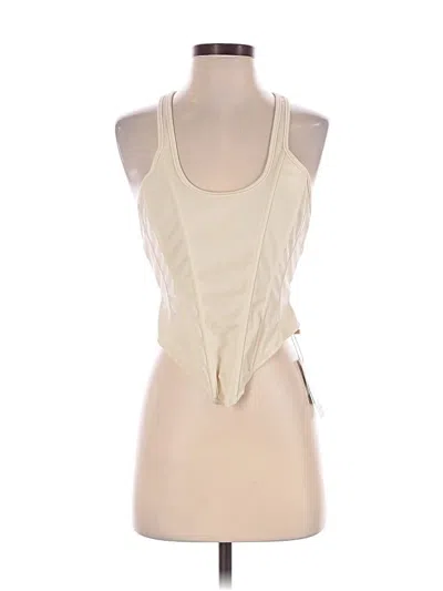 Commense Tank Top Ivory Solid Pattern Crew Neck Tops