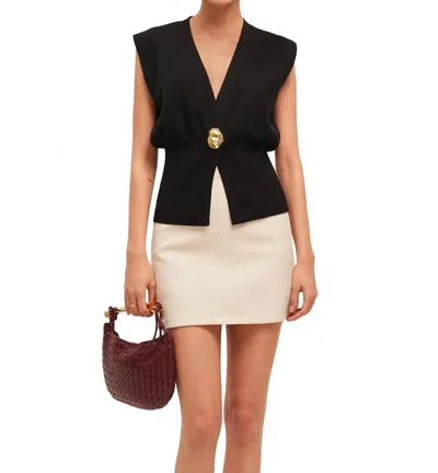 Commense V-neck Buttoned Detail Sweater Vest In Black