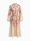 Commense Women's Belted Floral Dress In Orange Multicolor In Neutral