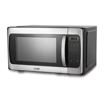 Commercial Chef 1.1 Cu. Ft. Countertop Microwave With Digital Display Stainless Steel Microwave & 10 Power Levels In Silver