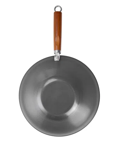 Commercial Chef 12in Carbon Steel Wok With Wood Handle In Gray