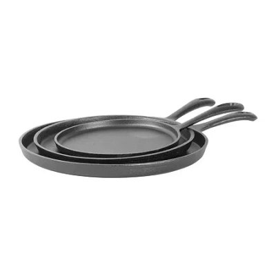 Commercial Chef 3-piece Cast Iron Griddle In Black