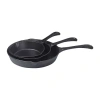 Commercial Chef Cast Iron 3-piece Skillet In Black