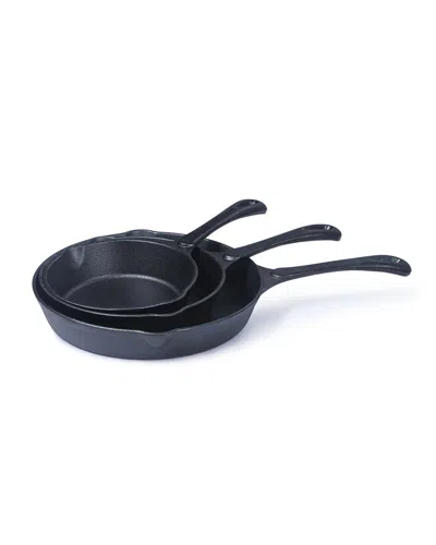 Commercial Chef Cast Iron 3pc Skillet Set In Black