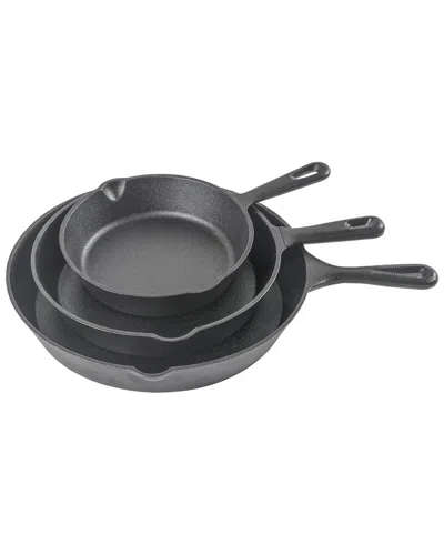 Commercial Chef Cast Iron 3pc Skillet Set In Black