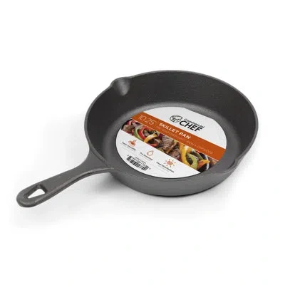 Commercial Chef Chci Series  10.25 Inch Preseasoned Cast Iron Skillet, Cast Iron Pan With Dual Pour S In Black