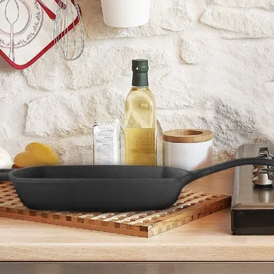 Commercial Chef Chci Series  10.5" Cast Iron Square Grill Pan In Black