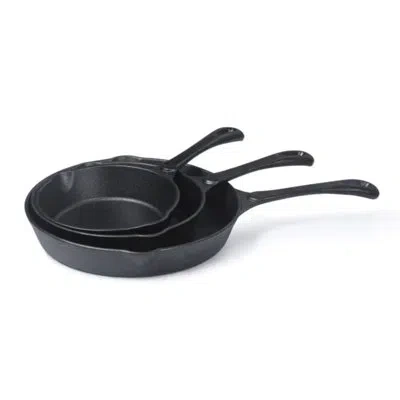 Commercial Chef Chci Series  3-piece Cast Iron Skillet Set - 6"/8"/10" In Black