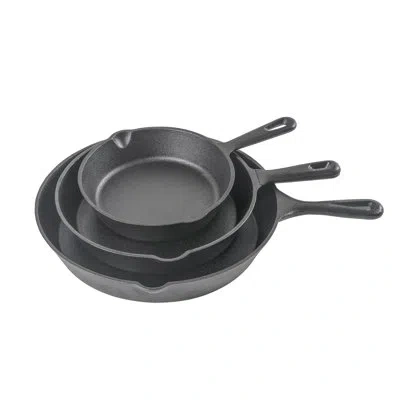 Commercial Chef Chci Series  3-piece Cast Iron Skillet Set - 8"/10"/12" In Black