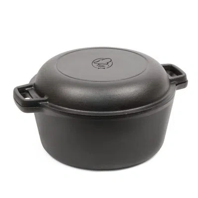 Commercial Chef Chci Series  5 Qt Cast Iron Dutch Oven With Skillet Lid In Black