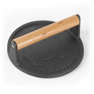 Commercial Chef Chci Series  7" Cast Iron Round Grill Press With Wood Handle