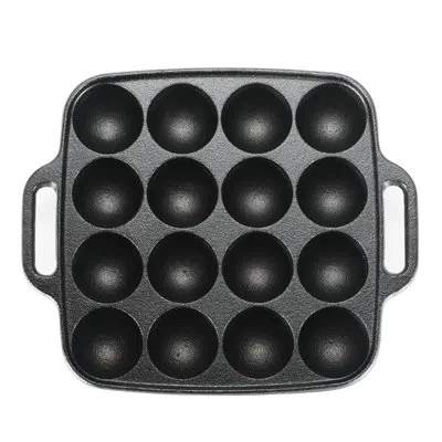 Commercial Chef Chci Series  Cast Iron Cookware Aebleskiver Pan With 16 Cake Pop Mold Openings, Cast  In Black