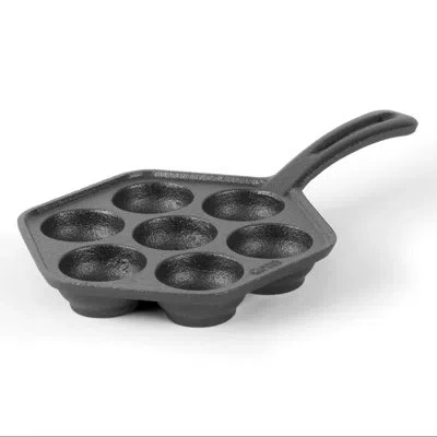 Commercial Chef Chci Series  Cast Iron Danish Aebleskiver Pan, Makes 7 Pancake Balls In Black