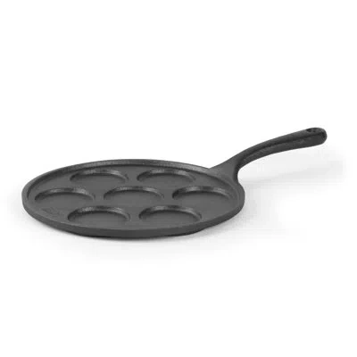 Commercial Chef Chci Series  Cast Iron Pancake Pan, Makes 7 Mini Silver Dollar Pancakes In Black
