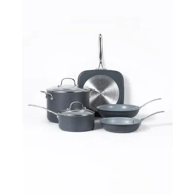 Commercial Chef Chk Series  7-piece Ecopan Hard Anodized Aluminum Cookware Set In Dark Gray