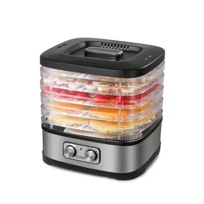 Commercial Chef Chk Series  Food Dehydrator With 5 Adjustable Height Trays, Stainless Steel In Satin Black