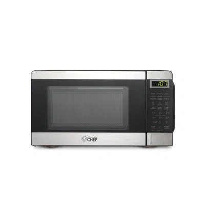Commercial Chef Chm Series 0.7 Cubic Foot Microwave With 10 Power Levels,stainless Steel In Black