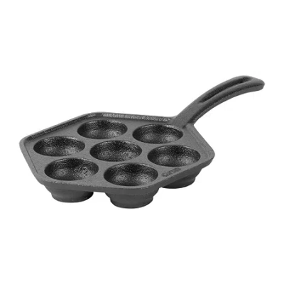 Commercial Chef Danish Aebleskiver 7" Cake Pan In Black