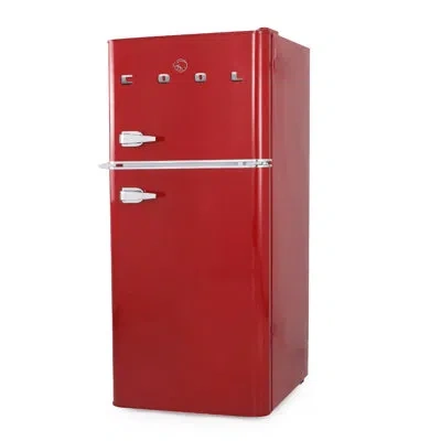 Commercial Cool Ccra Series  4.5 Cu. Ft. Refrigerator With True Freezer, Vintage Style Refrigerator,  In Red
