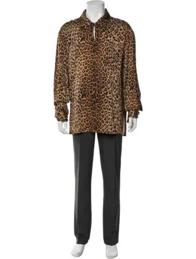 Pre-owned Commission Animal Print Long Sleeve Shirt In Brown