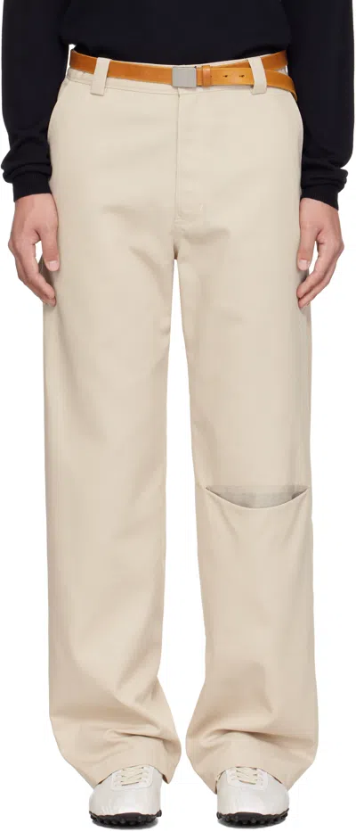 Commission Beige Slash Chino Trousers In Bone