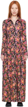 Commission Dean Open-back Floral-print Recycled Stretch-crepe Maxi Shirt Dress In Peony