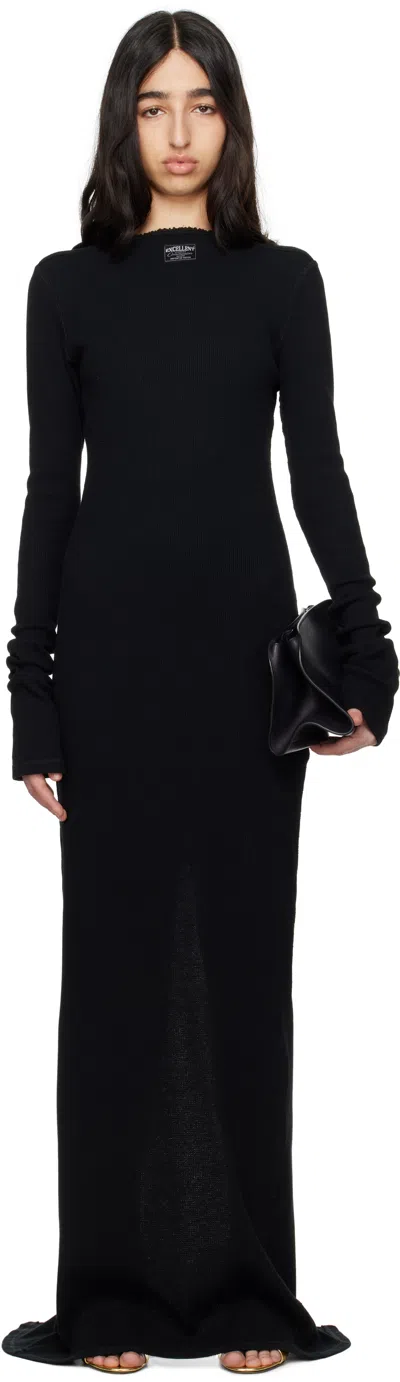 Commission Black Reversed Henley Maxi Dress