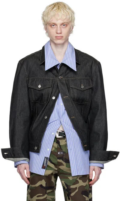 Commission Black Shot Denim Jacket In Raw Denim